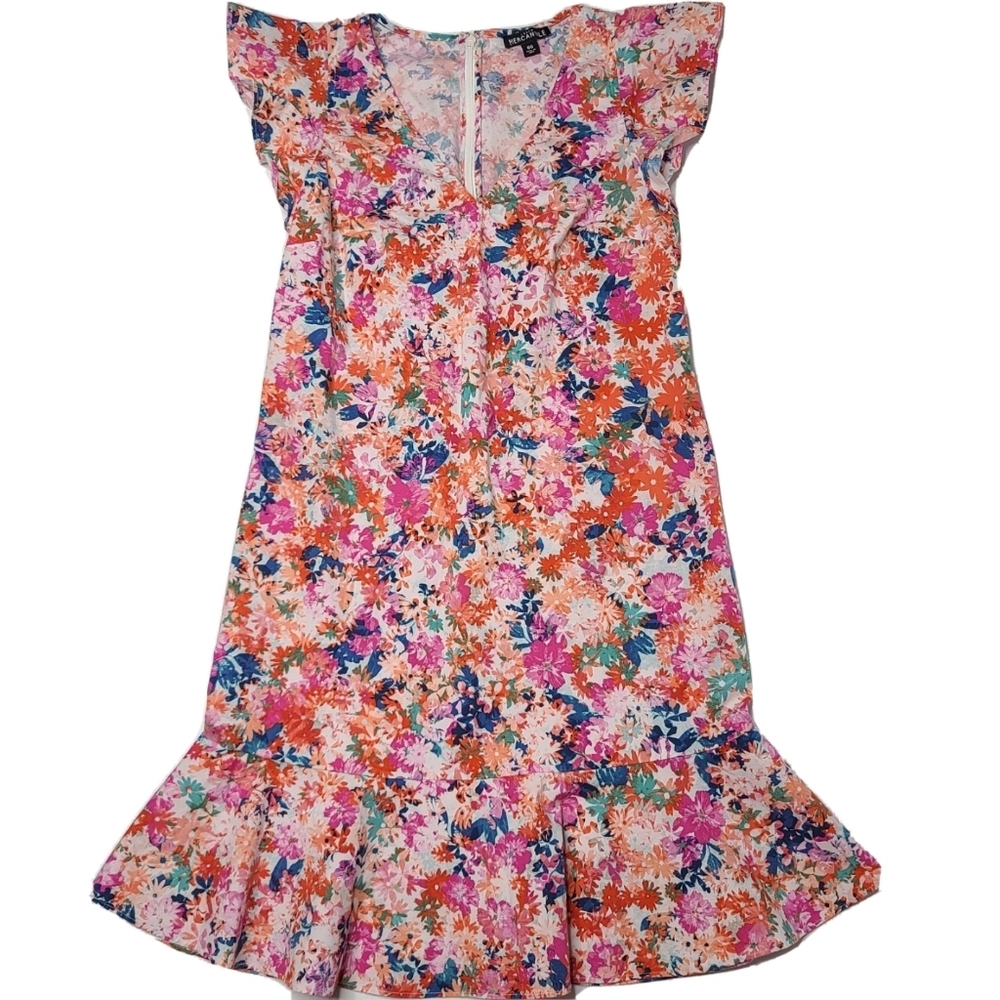 J. Crew Floral Mini Dress in Pink, Orange, Blue